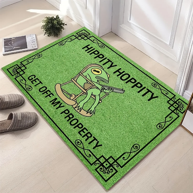 Welcome Mat Green Frog Pattern Indoor Outdoor Doormat – Anti-Slip Backing Edge Locking Entryway Rug for Living Room & Home Decor | Multiple Sizes