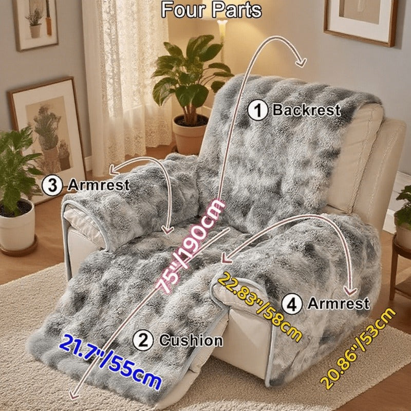 Thick Rabbit Plush Recliner Chair Cover – Soft Non-Slip Shaggy Sofa Slipcover