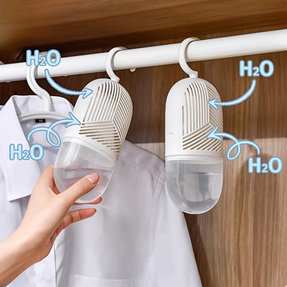 Reusable Dehumidifier Bags 6pcs with Hooks Hanging Moisture Absorber Mildew Resistant for Closet Bedroom Bathroom No Electricity White