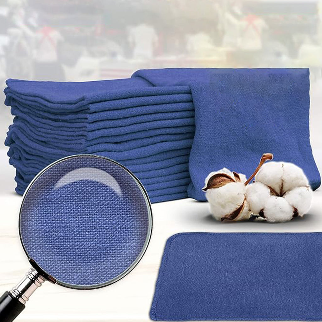 Americlassic Cotton Shop Rags 12x14 in – Absorbent Lint-Free Cleaning Rags & Shop Towels for Home, Garage, Auto & Industrial Use, 50 to 500 Pack, Red, White & Navy Blue