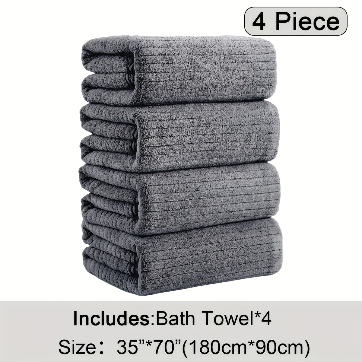Oversized Bath Towel Set 4 Piece 35x71 Inch – Ultra Soft Quick-Dry Absorbent Microfiber Towels for Bathroom Spa Gym Travel, 10 Colors