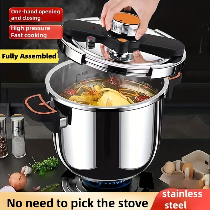 Stainless Steel Pressure Cooker Fast Cooking with One-Touch Locking Lid, Safety Valve & Pressure Gauge – Induction & Gas Compatible for Indoor Outdoor Use