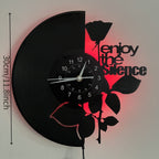LED Vinyl Wall Clock Black Rose Theme with Color-Changing LED Lights – Unique Home Decor Wall Clock Gift