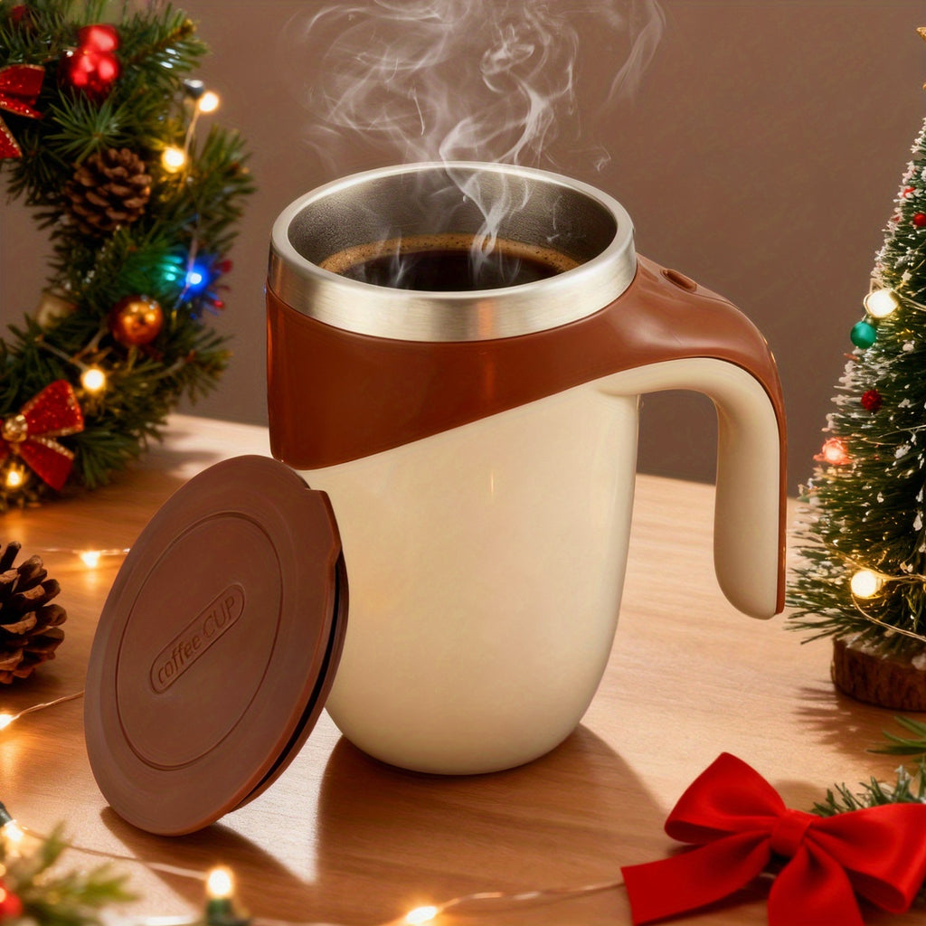 Self Stirring Coffee Cup 8.45oz Automatic - One Button Electric Mixing Mug with Lid, Reusable Travel Cup for Coffee, Milk & Protein Powder, Style A & B, Perfect Christmas Gift