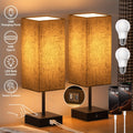Bedside Lamps Set of 2 with 3-Way Dimmable Touch Control, USB-C & USB-A Charging Ports, LED Bulbs Included – Nightstand Lamps for Bedroom & Living Room
