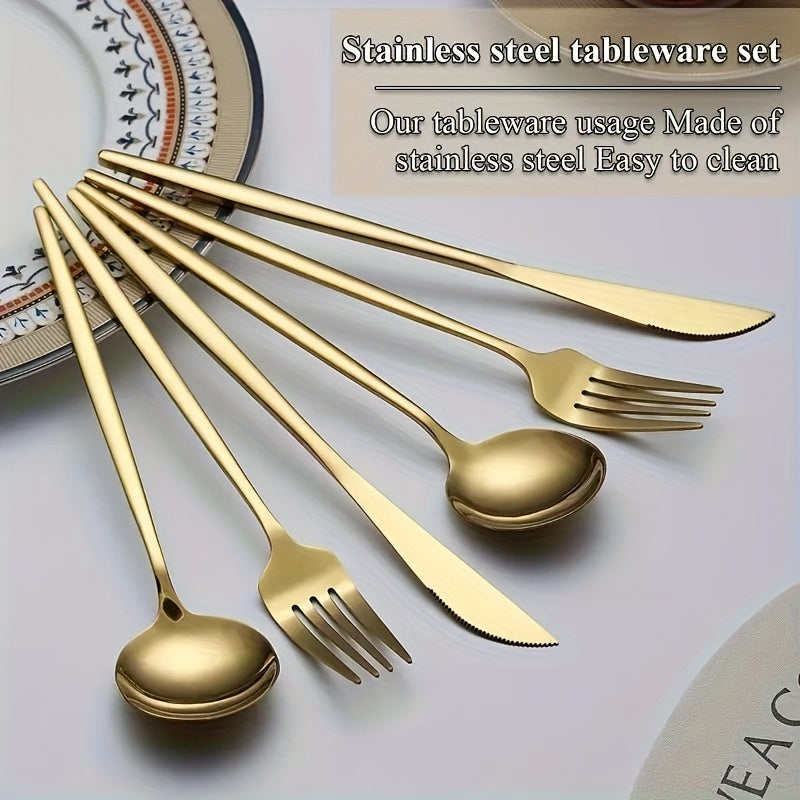 30 or 60 Piece Stainless Steel Cutlery Set Mirror Polished Flatware Knife Fork Spoon Set for Family Restaurant Hotel Party Wedding