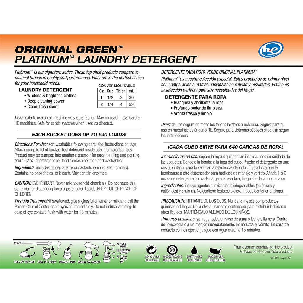 Ultra Fresh 6X Concentrated Liquid Laundry Detergent 5 Gallon with Pump, Up to 640 Loads HE Compatible All Machine Types, No Phosphates No Bleach, 4 Scent Options