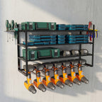 Power Tool Storage Rack Wall Mount – 150 lb Heavy-Duty 3-Tier Steel Organizer with 7 Bit Holders for Garage Workshop Shed Basement