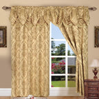 Penelope Jacquard Curtains with Attached Waterfall Valance – 2 Panel Luxury Room Darkening Rod Pocket Curtain Set, 54x84 Inch, Machine Washable for Living Room Bedroom Study Home Office