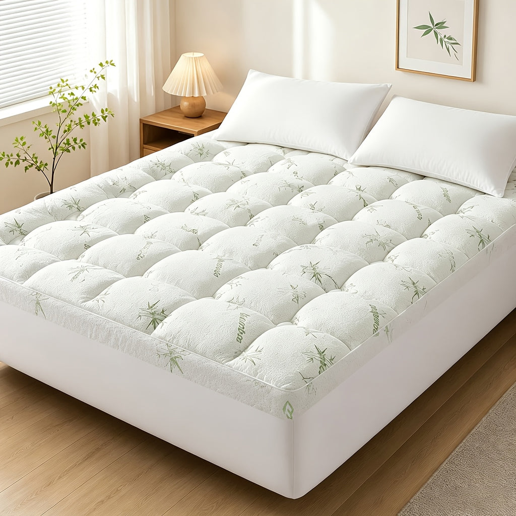 Quilted Pillow Top Mattress Topper - Ultra Soft Cooling Mattress Pad for Deep Beds, 450G/900G/1200GSM Fill, Twin Full Queen King Cal King, White Gray Green