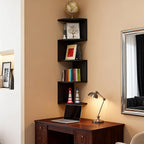 Floating Corner Wall Shelf 3 or 5-Tier, Wall Mounted Storage Rack for Living Room, Bedroom, Kitchen, Bathroom & Office, Easy Install Decorative Corner Shelves, White or Black, 1 or 2 Pieces