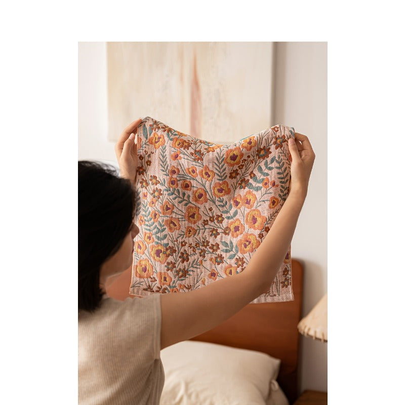 Four-Layer Gauze Jacquard Hand Towel & Kitchen Towel Set Thickened Soft Absorbent Quick Dry - Floral Pastoral Style Multi-Function 4 Designs | Nuvia Haven