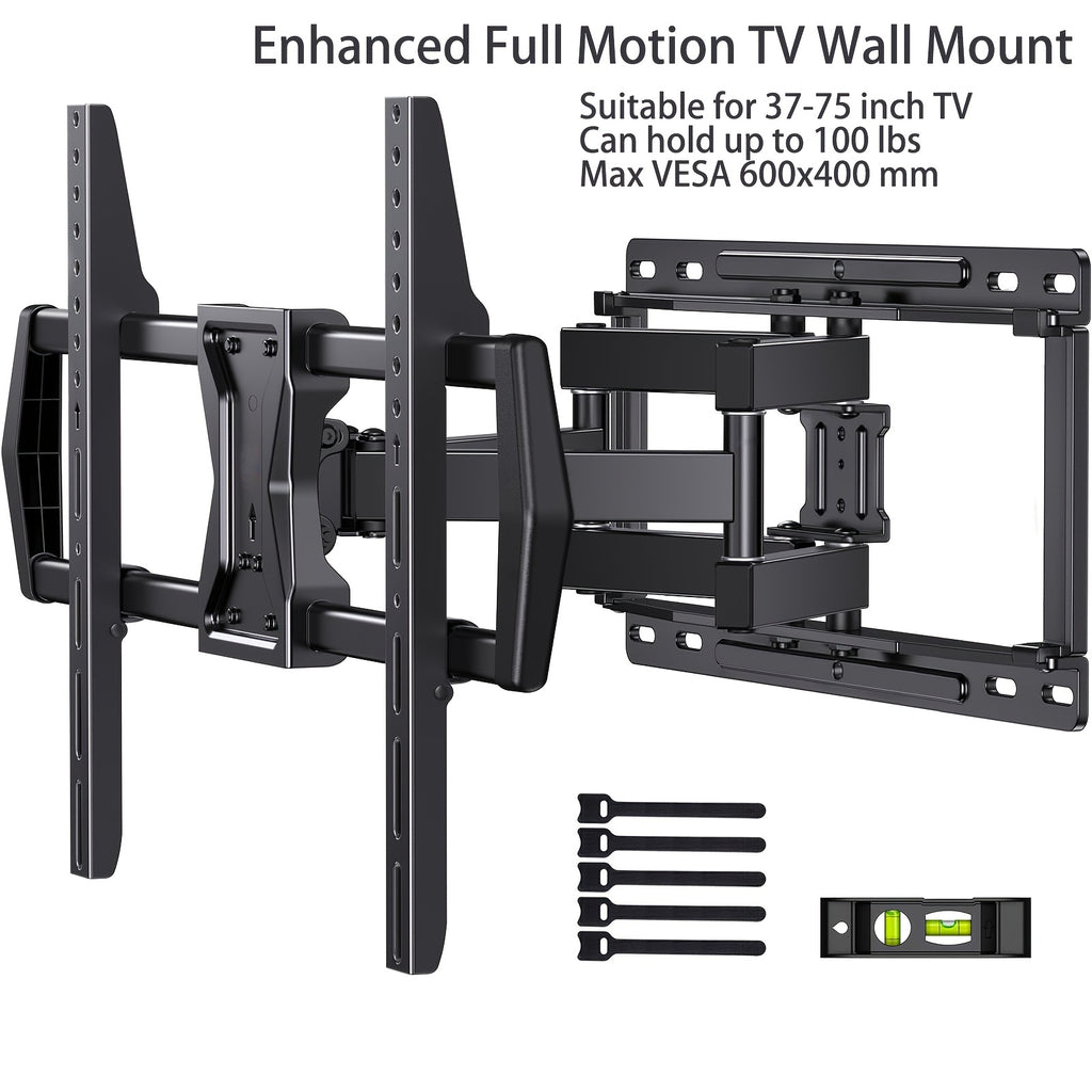 Full Motion TV Wall Mount for 37–86 Inch TVs, Heavy Duty Articulating Bracket, Swivel & Tilt, VESA 600x400mm, Holds Up to 100 lbs