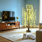 Willow Tree Floor Lamp LED Lighted Artificial Weeping Willow USB Powered Warm White Indoor Tree Light for Home Bedroom Living Room Mother's Day Decor