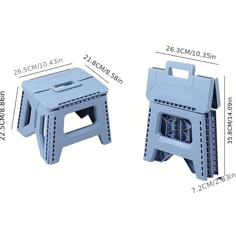 Heavy-Duty Portable Folding Stool 330 LBS Capacity – Compact Square Plastic Step Stool for Camping, Fishing, Picnic, Indoor & Outdoor Use (Black, Grey, Blue)