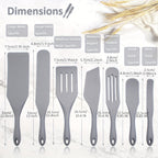 7-Piece Silicone Spurtle & Spatula Set – Heat-Resistant Cooking Utensils for Nonstick Cookware, Multi-Use Kitchen Tools for Serving, Baking, Whisking, Scooping & Spreading, Light Gray