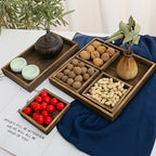 7-Piece Rustic Rectangular Serving Trays with Handles Vintage Elegance Tea Coffee Snack Fruit Dessert Tray Set for Kitchen Living Room