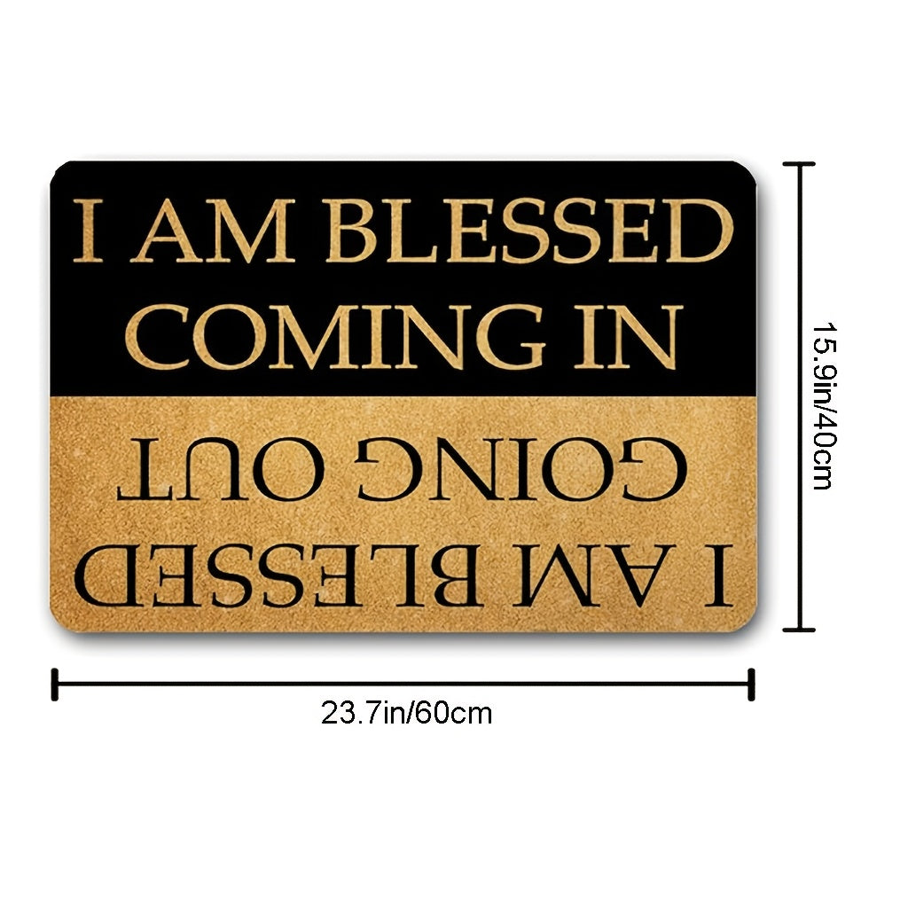 I Am Blessed Doormat Quick Dry Anti-Slip Rubber Back Entrance Rug – Indoor Welcome Mat for Front Door, Entryway & Home – Inspirational Blessing Design