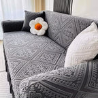280 GSM Velvet Jacquard Sofa Cover One-Piece Full-Coverage Ruffle Detail Washable High Elastic Slipcover for 1 2 3 4 Seater L-Shape Corner Sofa Armchair Couch Protector Grey