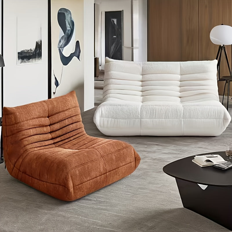 Caterpillar Floor Bean Bag Sofa – Teddy Velvet High-Density Foam Ergonomic Lounge Sofa, 1-2-3 Person, for Living Room Bedroom Game Room, Multiple Colors