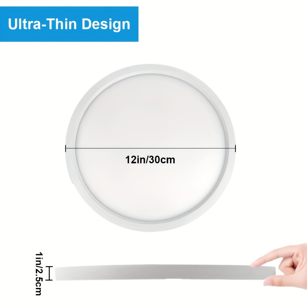 LED Flush Mount Ceiling Light 12 Inch 5CCT Dimmable – 22W 2400LM Modern Round Flat Panel Light for Bedroom, Living Room & Dining Room, 2/4/6 Pack