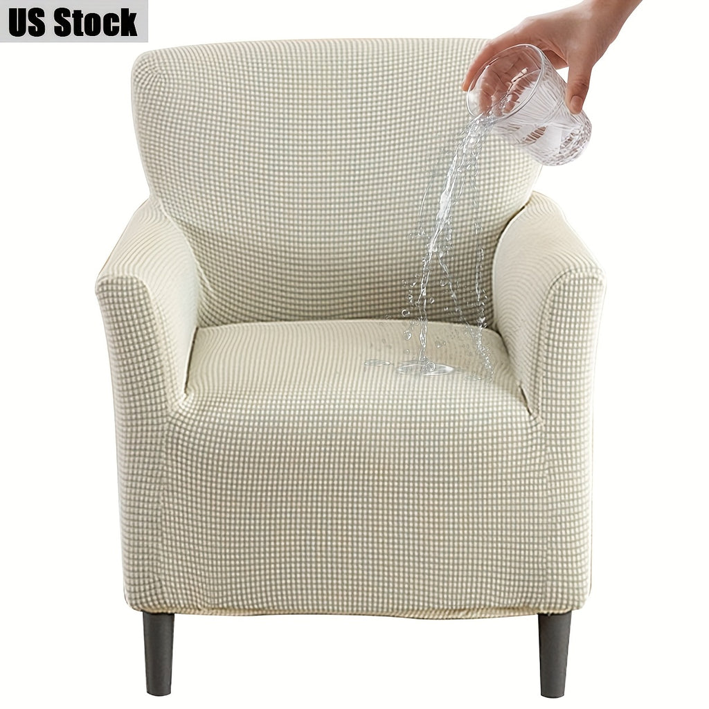 Elastic Stretch Armchair Sofa Cover, Corn Velvet Knit Non-Slip Solid Color Sofa Slipcover Protective Cover for Small Single Armrest Chair Living Room Pet-Friendly