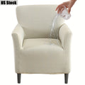 Elastic Stretch Armchair Sofa Cover, Corn Velvet Knit Non-Slip Solid Color Sofa Slipcover Protective Cover for Small Single Armrest Chair Living Room Pet-Friendly