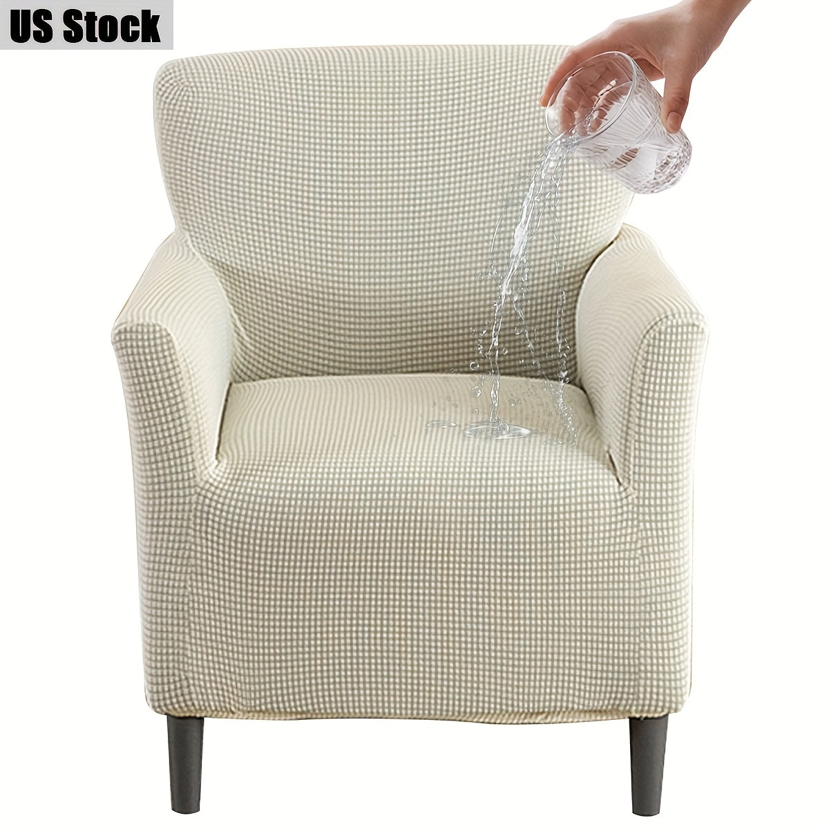 Elastic Stretch Armchair Sofa Cover, Corn Velvet Knit Non-Slip Solid Color Sofa Slipcover Protective Cover for Small Single Armrest Chair Living Room Pet-Friendly