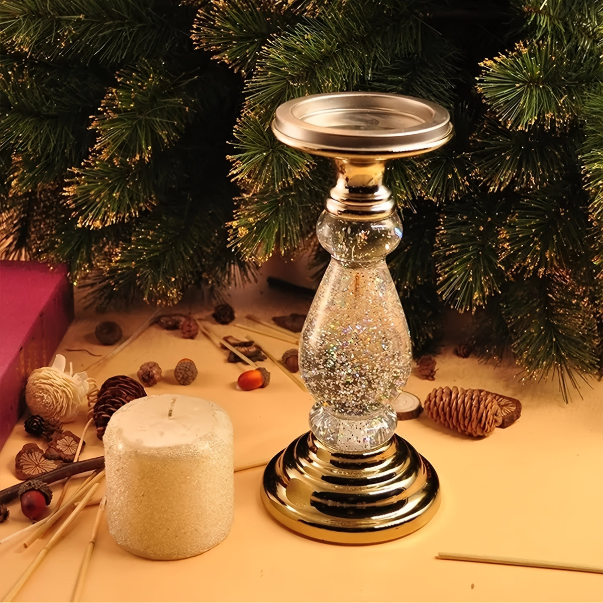 Swirling LED Candle Holder Water Lantern Acrylic Centerpiece – 3-Wick Table Decor for Wedding, Party & Holiday Gifts
