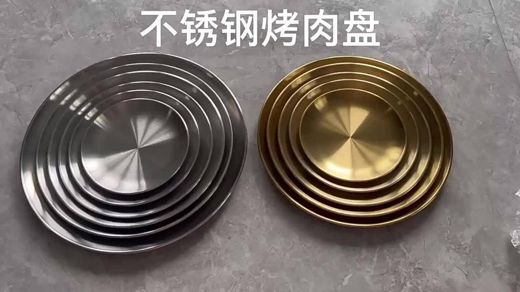 304 Stainless Steel Dinner Plates Set of 10 BPA-Free Dishwasher Safe Non-Toxic Round Metal Plates for Home Outdoor Camping Holiday Use