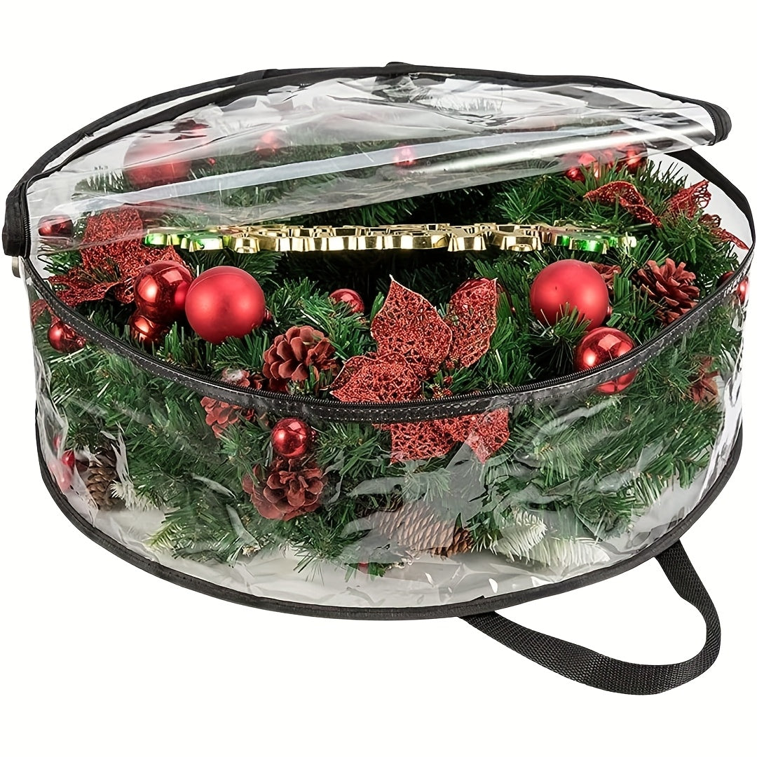 Transparent Wreath Storage Bags Heavy Duty PVC – 24 & 30 Inch Christmas Garland Protector Bags with Handles, 2 or 4 Pack, Seasonal Holiday Wreath Organizer