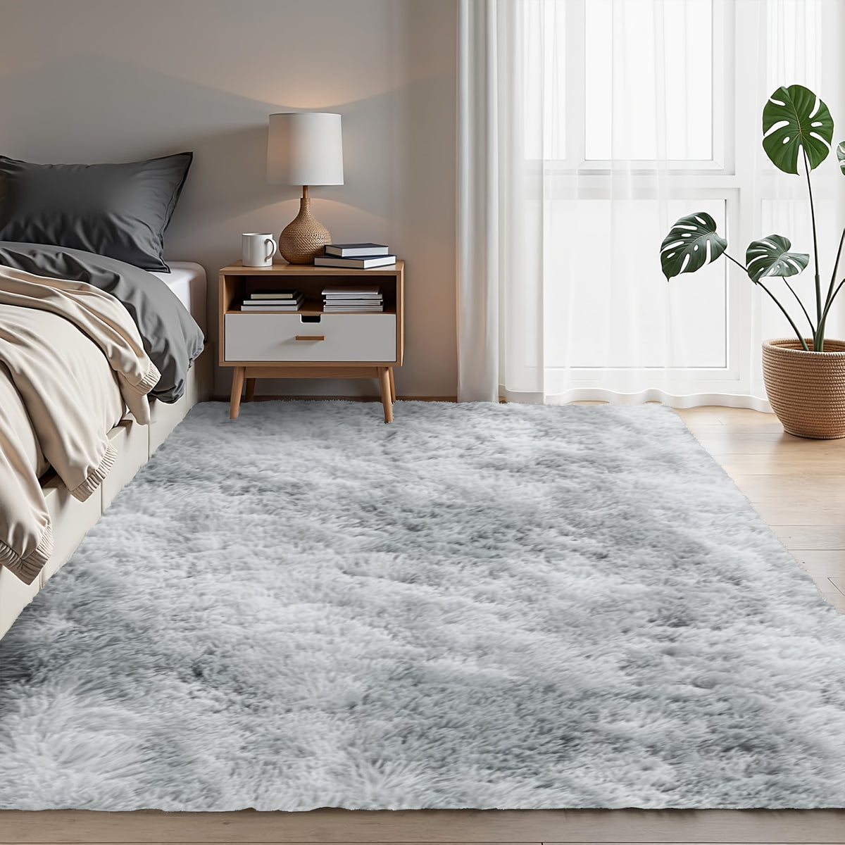Tie-Dye Fluffy Area Rug – Ultra-Soft Thickened Plush Indoor Mat for Living Room, Bedroom & Office, 9 Colors 6 Sizes, Boho Machine-Woven Floor Carpet