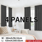 Blackout Curtains Rod Pocket 4-Panel Solid Color Lightweight Matte Drapes | 100% Light Blocking Window Curtains for Bedroom Living Room, 9 Colors 5 Sizes