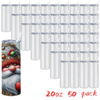 20oz Sublimation Tumblers Bulk 25 or 50 Pack – Skinny Straight Stainless Steel Insulated Sublimation Blanks with Lid & Straw, Gift Box Included