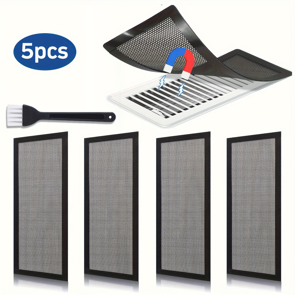 Magnetic HVAC Vent Covers for Floor Wall Ceiling PVC Air Vent Screen with Mesh Filter Tool-Free Installation Pest Control 4 & 5 Pack