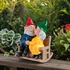 Kissing Couple Gnome Statue – Cute Garden Gnome Figurine for Indoor & Outdoor Decor | 5"L x 3.5"W x 6"H Romantic Gnome Sculpture | Valentine's Day, Wedding & Anniversary Gift