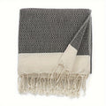 Cotton Tassel Blanket Boho Diamond Grid 100% Cotton 350GSM Breathable Soft All Season Machine Washable Throw for Bed Sofa Picnic Travel Black Navy Blue Light Blue Gray Red Orange Brown 49x71 Inch