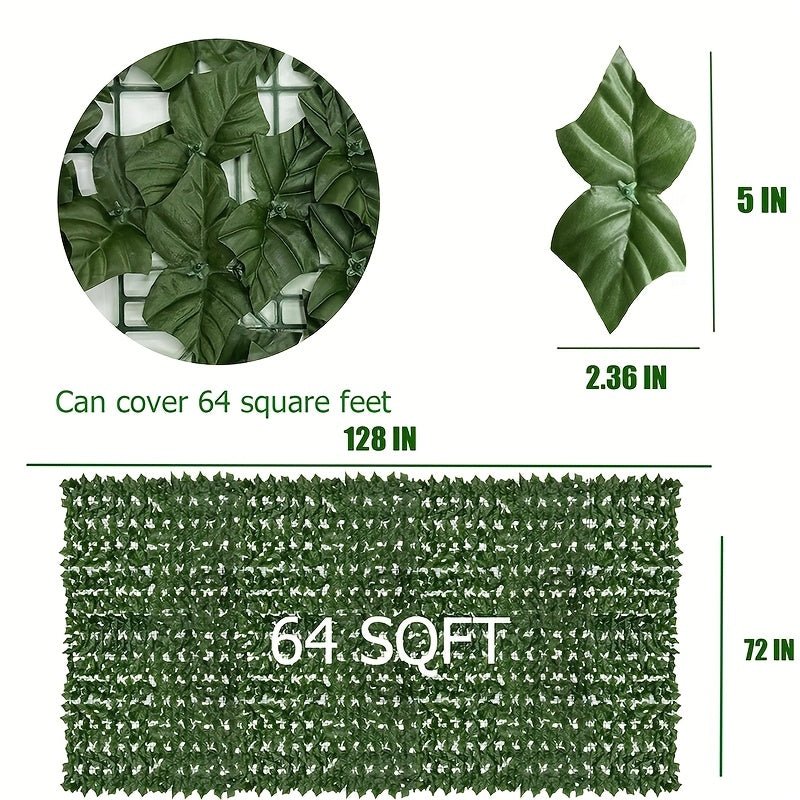 UV Resistant Artificial Ivy Privacy Fence Screen Faux Hedge Wall Panels Fake Ivy Vine Leaf Green Backdrop for Outdoor Garden Patio Balcony Backyard Indoor Decor Multiple Sizes