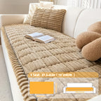 Corduroy Plush Sofa Cover 1pc – Thickened Non-Slip Washable Couch Slipcover for 2 3 4 Cushion Sofa & L-Shape Sectional, Soft Cozy Furniture Protector All Seasons, Christmas Home Decor