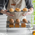 Foldable Cooling Rack Set with Baking Tools – Stackable Oven Cookie Cake Drying Rack, 3/4/5 Piece with Silicone Spatula, Egg Beater & More, Holiday Baking Gift