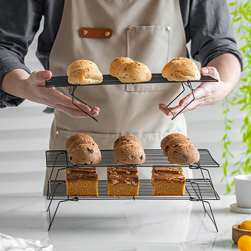Foldable Cooling Rack Set with Baking Tools – Stackable Oven Cookie Cake Drying Rack, 3/4/5 Piece with Silicone Spatula, Egg Beater & More, Holiday Baking Gift