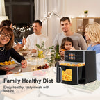 Large Capacity Air Fryer 6QT & 12QT with Visual Window Smart Auto-Cook Anti-Scald Handle for Chicken Fish and More