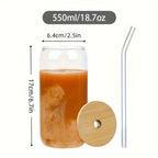 Glass Cups with Lids and Straws 18.7oz – Mason Jar Iced Coffee Glasses, Water Tumblers with Straw Brush (4 or 6 Pack)