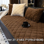 Faux Rabbit Fur Plush Sofa Cover Thickened Non-Slip Pet Friendly Machine Washable Warm Sofa Cushion - 1 2 3 4 Seater Living Room Bedroom Office 4 Colors