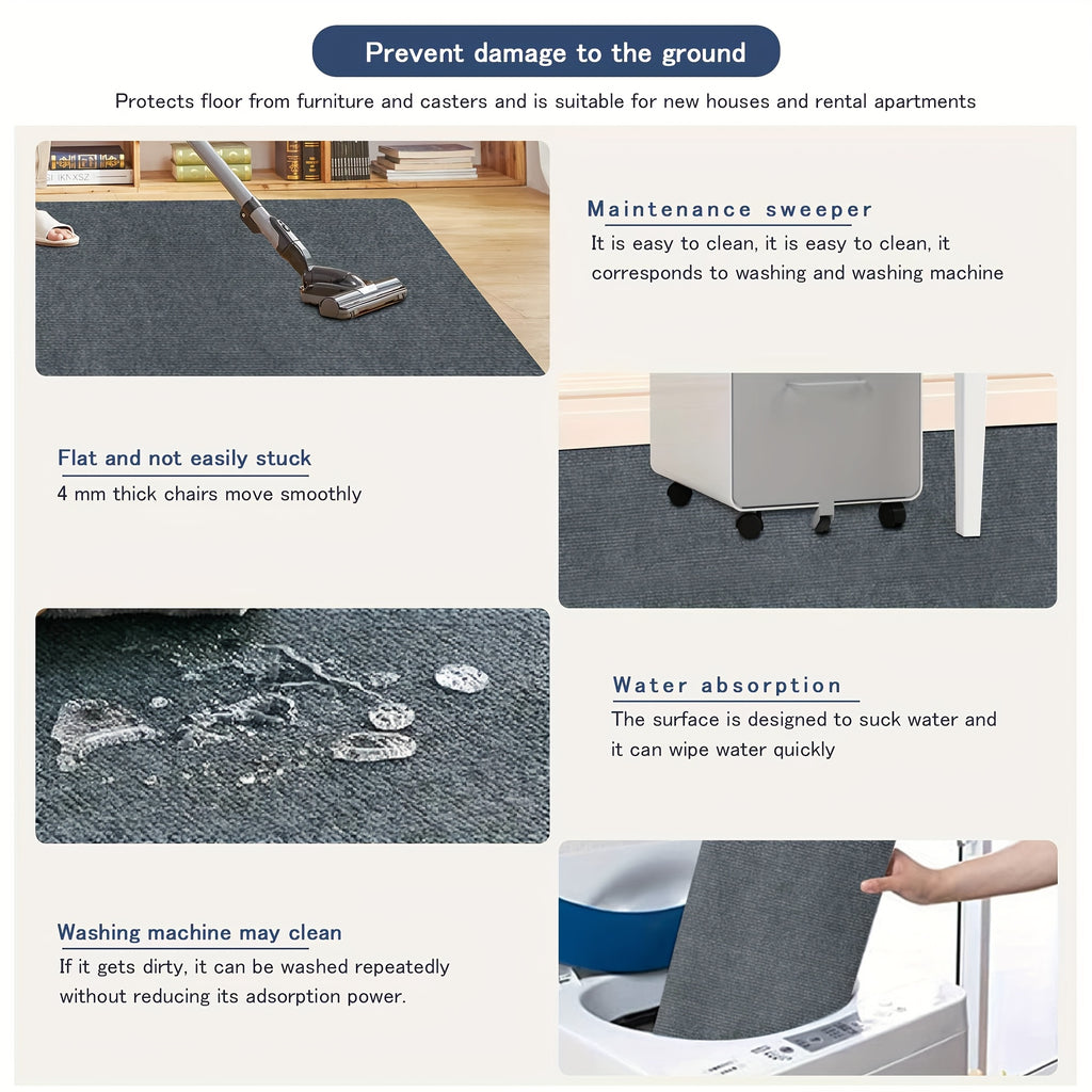Office Chair Mat Floor Protector – Anti-Slip Desk Chair Rug Pad for Carpet & Hardwood Floors, 3 Sizes, Black, Brown & Dark Gray