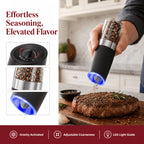 Electric Salt and Pepper Grinder Set 2-Pack - Automatic Battery-Powered Mill with LED Light, Adjustable Coarseness, Large Capacity for Home Kitchen & BBQ - Great Father's Day & Birthday Gift