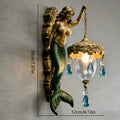 Mermaid Wall Night Light Battery Powered Wireless - Vintage Soft Glow LED Wall Lamp with Elegant Tail Design for Bedroom, Kids Room & Fantasy Decor, Plug-Free Wall Sconce Gift