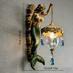 Mermaid Wall Night Light Battery Powered Wireless - Vintage Soft Glow LED Wall Lamp with Elegant Tail Design for Bedroom, Kids Room & Fantasy Decor, Plug-Free Wall Sconce Gift