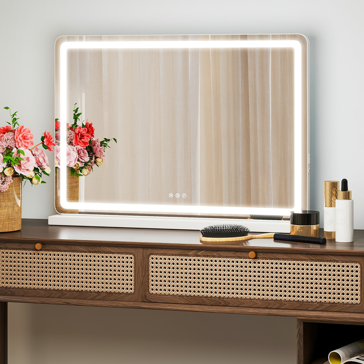 Smart LED Vanity Mirror with Dimmable Lights & Memory – 3 Color Modes, USB Port, Aluminum Frame, Hollywood Makeup Mirror for Bathroom, Bedroom & Desk, 13"x17" or 22"x19"