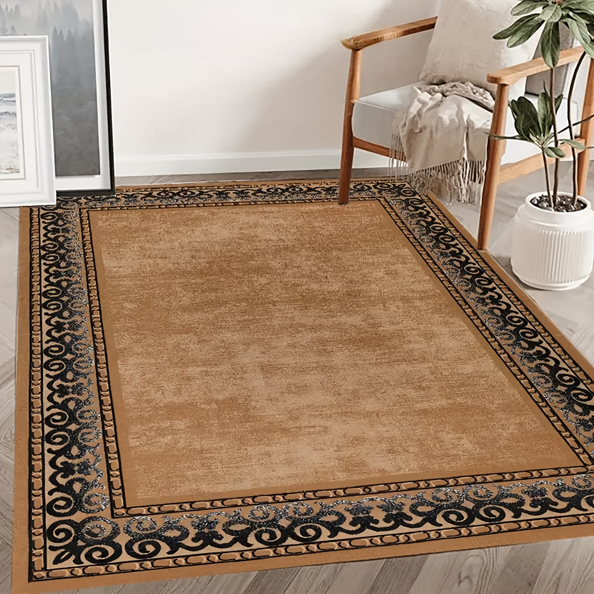 Classical Bohemian Luxury Flannel Rug Non-Slip Machine Washable – Vintage Plush Area Rug for Living Room, Bedroom & Home Decor – 4 Sizes Up to 78.7x116in